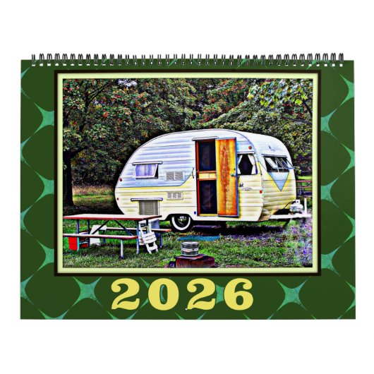 Vintage campers en retro caravan-reizen kalender (Hoes)