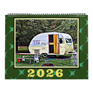 Vintage campers en retro caravan-reizen kalender