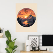 Vintage-campfire-zonsondergangsposter | Rustische  Poster (Thuiskantoor)