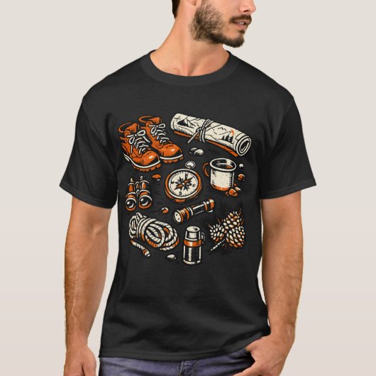 Vintage Camping Essentials T-Shirt | Retro Outdoor (Voorkant)