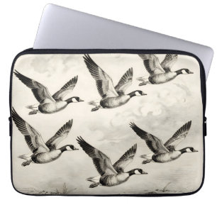 Vintage Canadese Ganzen in Vlucht Gravure Laptop Sleeve
