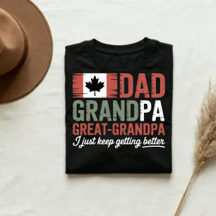 Vintage Canadese vlag Papa Opa Oudope T-shirt