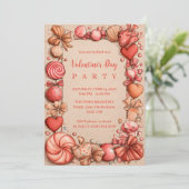 Vintage Candy Hearts Valentine Party Kaart (Staand voorkant)