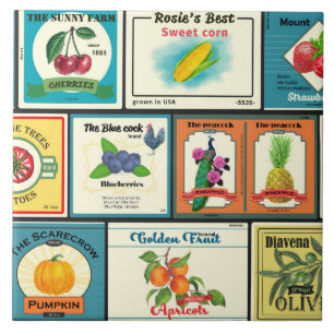 Vintage canned goods-Fruit labels Tegeltje