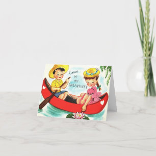 Vintage Canoe Valentijn Kaart