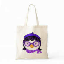 Vintage Canvas tas Girl Penguin