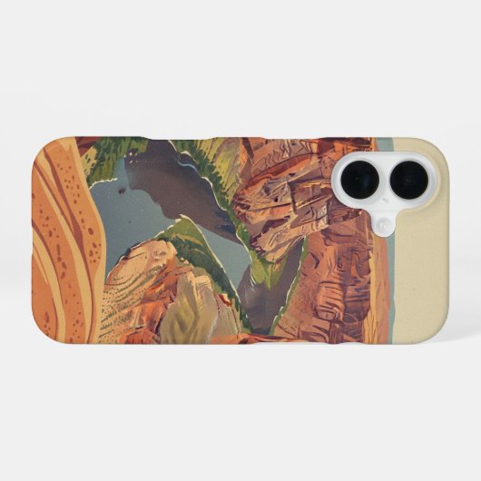 Vintage Canyon Meander iPhone 16 Hoesje (Achterkant horizontaal)