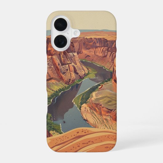 Vintage Canyon Meander iPhone 16 Hoesje (Achterkant)