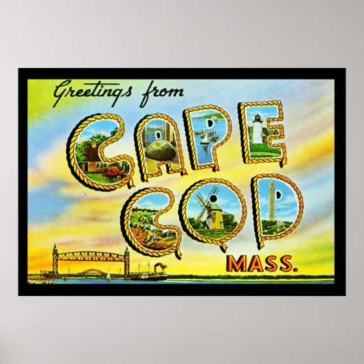 Vintage Cape Cod Mass. Art Deco-poster Poster (Voorkant)