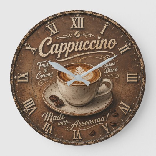Vintage Cappuccino Rustic Coffee Bar Grote Klok (Voorkant)