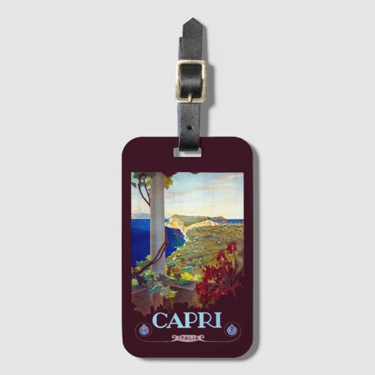 Vintage Capri Italy Travel Bagagelabel (Voorkant (verticaal))
