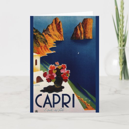 Vintage Capri Italy Travel Kaart (Voorkant)