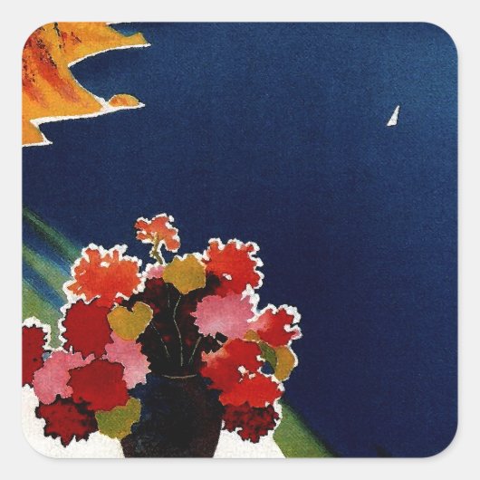 Vintage Capri Italy Travel Vierkante Sticker (Voorkant)