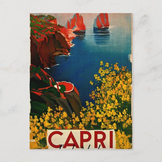 Vintage Capri L'Isola del Sole Italië Briefkaart (Voorkant)