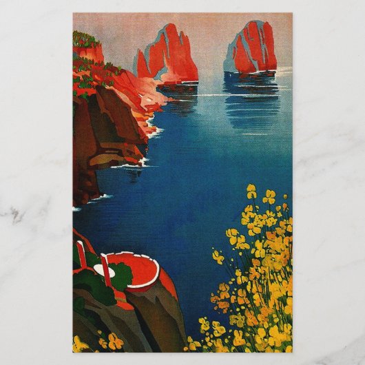 Vintage Capri L'Isola del Sole Italië Briefpapier (Voorkant)