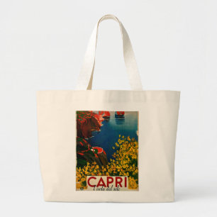 Vintage Capri L'Isola del Sole Italië Grote Tote Bag