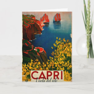 Vintage Capri L'Isola del Sole Italië Kaart