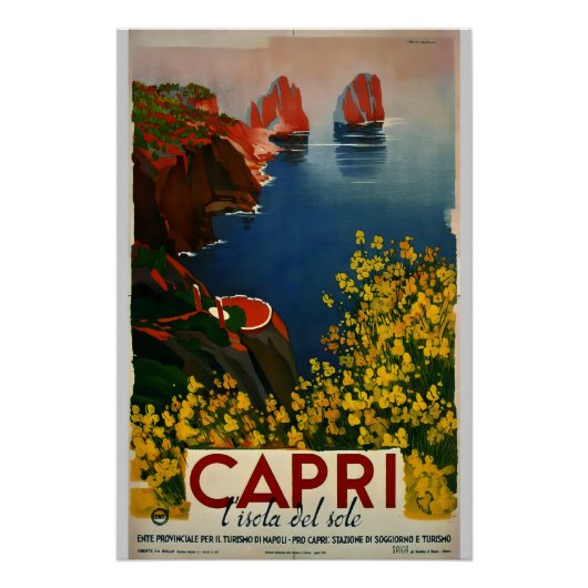 Vintage Capri L'Isola del Sole Italië Perfect Poster (Voorkant)