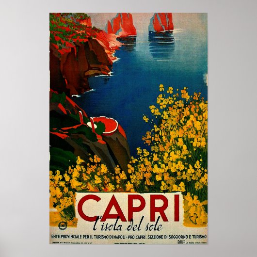Vintage Capri L'Isola del Sole Italië Poster (Voorkant)