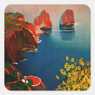 Vintage Capri L'Isola del Sole Italië Vierkante Sticker