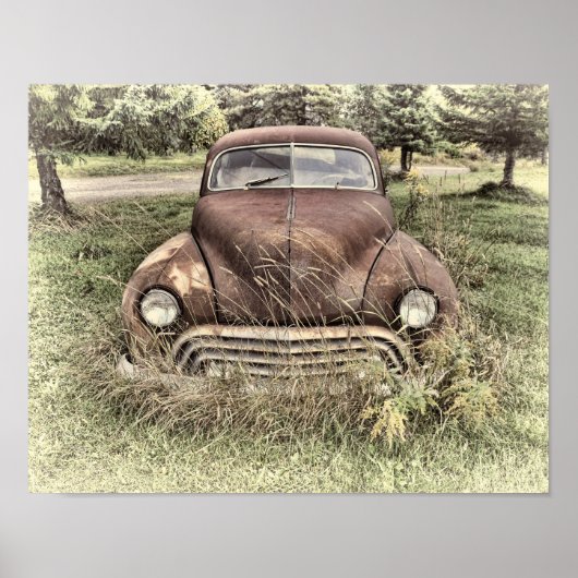 Vintage Car Antiek Old Rustic Sepia Land Poster (Voorkant)