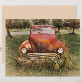 Vintage Car Antiek Red Old Rustic-ontkoppeling