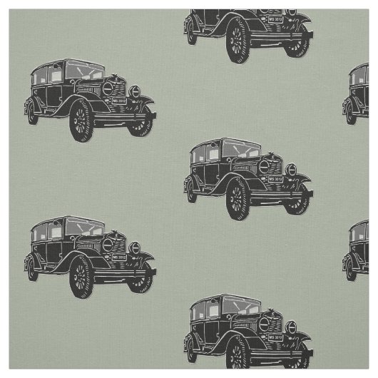 Vintage Car Art Fabric Stof (Swatch)