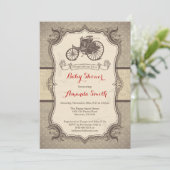 Vintage Car Baby shower Uitnodiging  Retro (Staand voorkant)