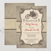 Vintage Car Baby shower Uitnodiging  Retro (Voorkant / Achterkant)