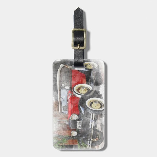 Vintage Car Bagagelabel (Voorkant verticaal)