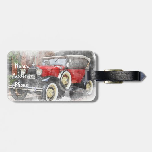 Vintage Car Bagagelabel (Achterkant horizontaal)