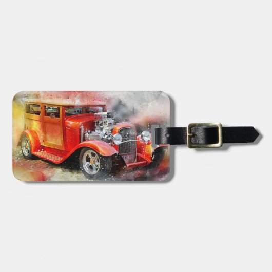 Vintage Car Bagagelabel (Voorkant horizontaal)