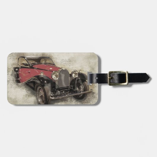 Vintage Car Bagagelabel (Voorkant horizontaal)