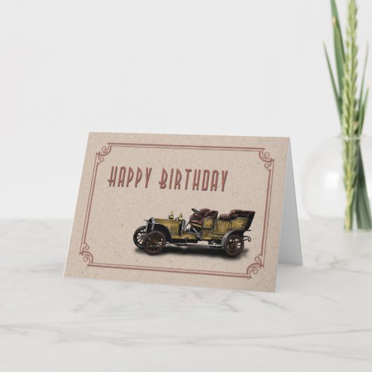Vintage Car Birthday Kaart (Voorkant)