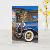 Vintage Car Birthday Kaart (Gele Bloem)