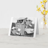 Vintage Car Camping Caravan Kaart (Gele Bloem)