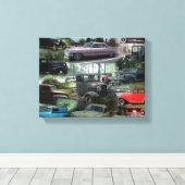 Vintage Car Collage Canvas Afdruk (Insitu (Houten vloer))