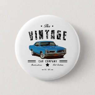 Vintage Car Company Blue GTO Ronde Button 5,7 Cm