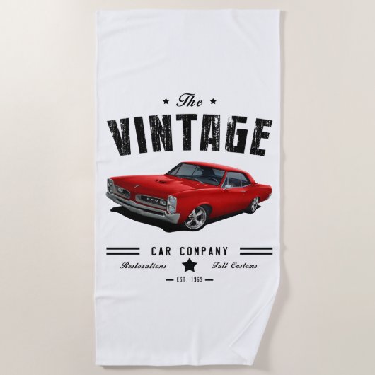 Vintage Car Company Red GTO Strandlaken (Voorkant)