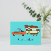 Vintage Car en Camper Thunder_Cove Feestdagenkaart (Staand voorkant)