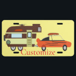 Vintage Car en Camper Thunder_Cove Nummerplaat<br><div class="desc">Vintage-auto die een RV-camperwagen trekt op vakantiereis om zich aan te passen,  personaliseren door over te stappen op jouw naam</div>