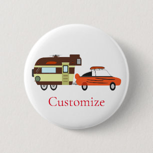 Vintage Car en Camper Thunder_Cove Ronde Button 5,7 Cm