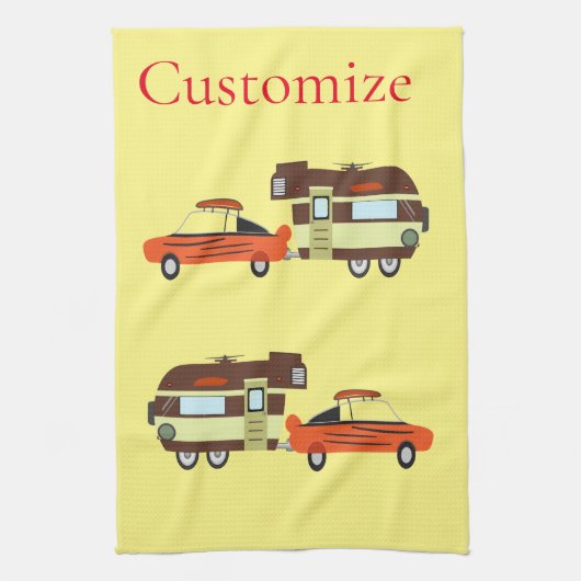 Vintage Car en Camper Thunder_Cove Theedoek (Verticaal)