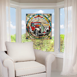 Vintage Car Faux Glas in lood Raamsticker