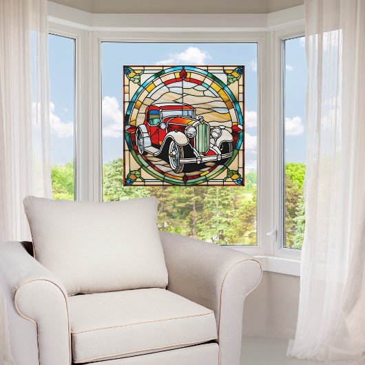 Vintage Car Faux Glas in lood Raamsticker