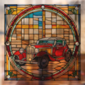 Vintage Car Faux Glas in lood Raamsticker (Vel 2)