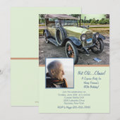 Vintage Car Foto Birthday Party Invitation Kaart (Voorkant / Achterkant)