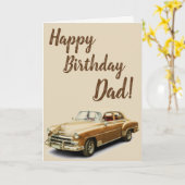 Vintage Car Happy Birthday Kaart voor vaders! (Gele Bloem)