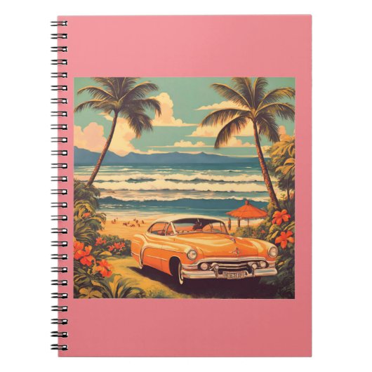 Vintage Car Hawaiian Travel Honolulu Mid-Pacific Notitieboek (Voorkant)
