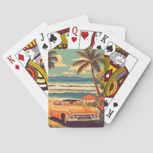 Vintage Car Hawaiian Travel Honolulu Mid-Pacific Pokerkaarten